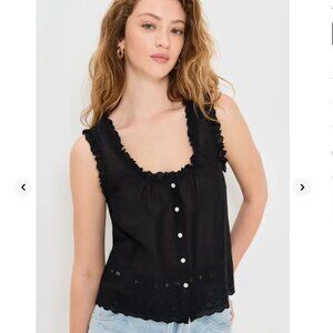 Madewell Black Cotton Eyelet Tank M
